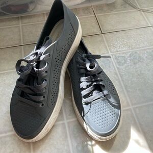 Crocs Gray perforated Citi Lane Roka Rubber Sneakers
